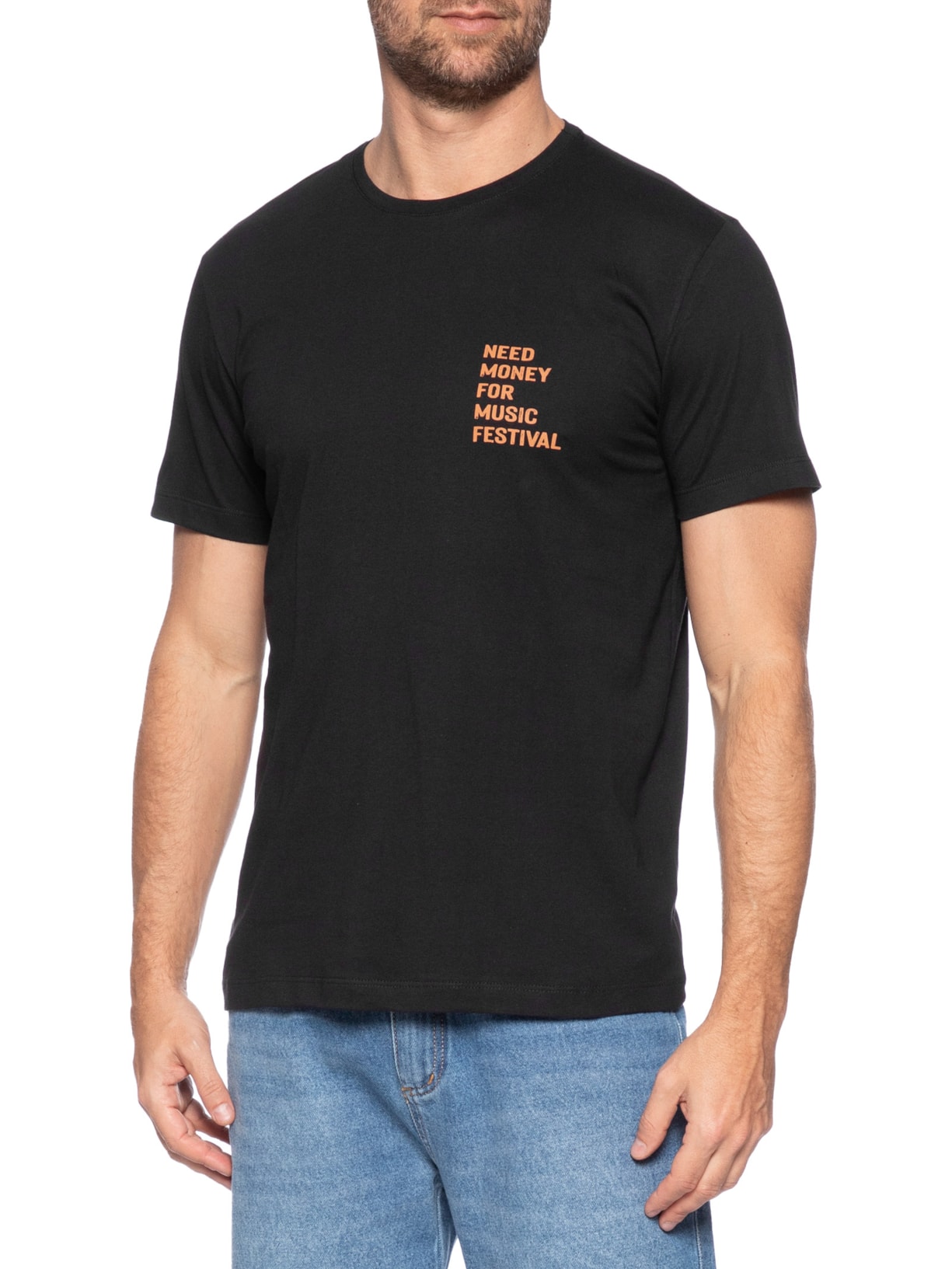Camiseta Masculina Estampada Need Money Music Preto Sergio K
