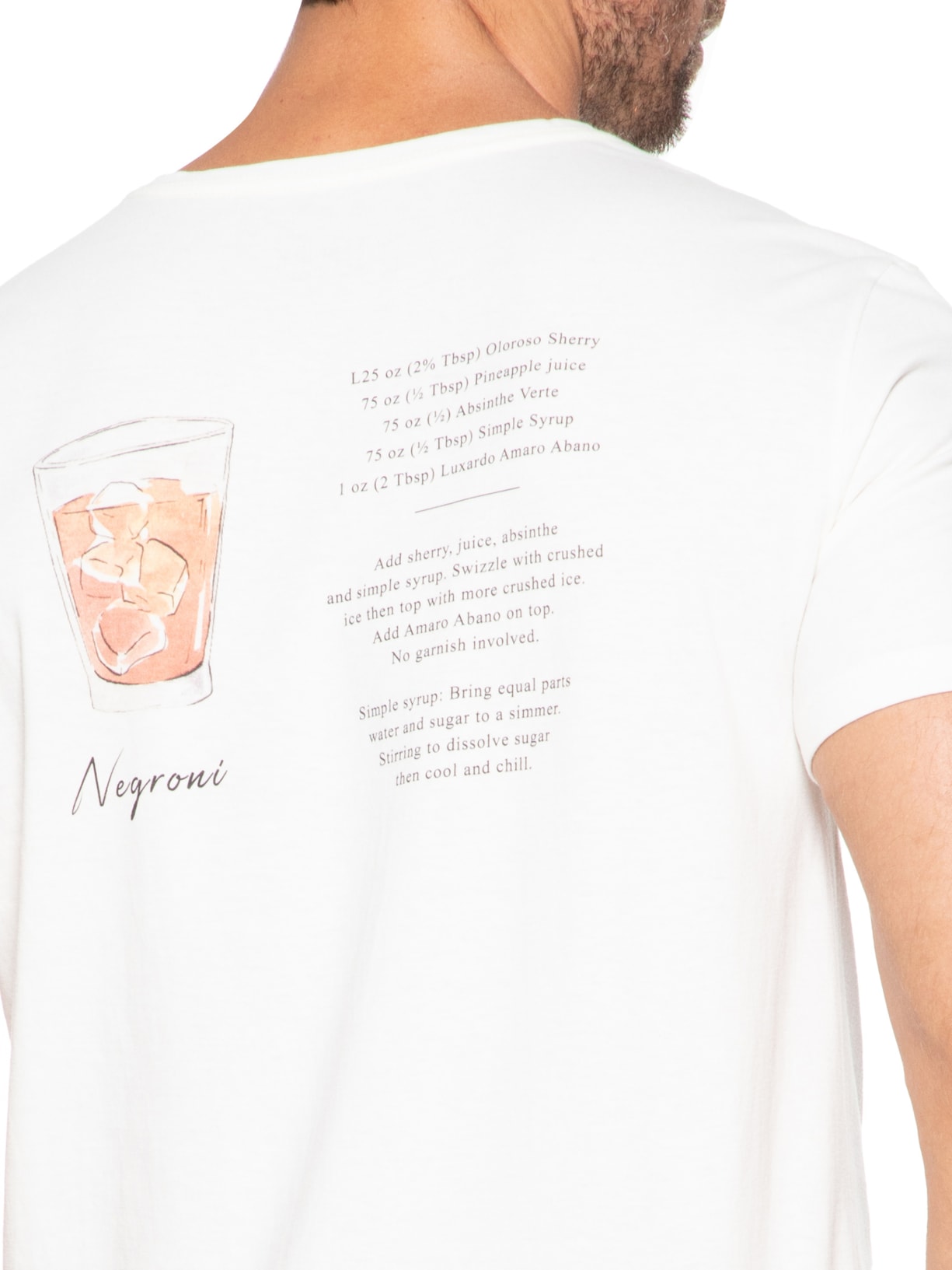 Camiseta Masculina Estampada Negroni Cocktail Off White Sergio K