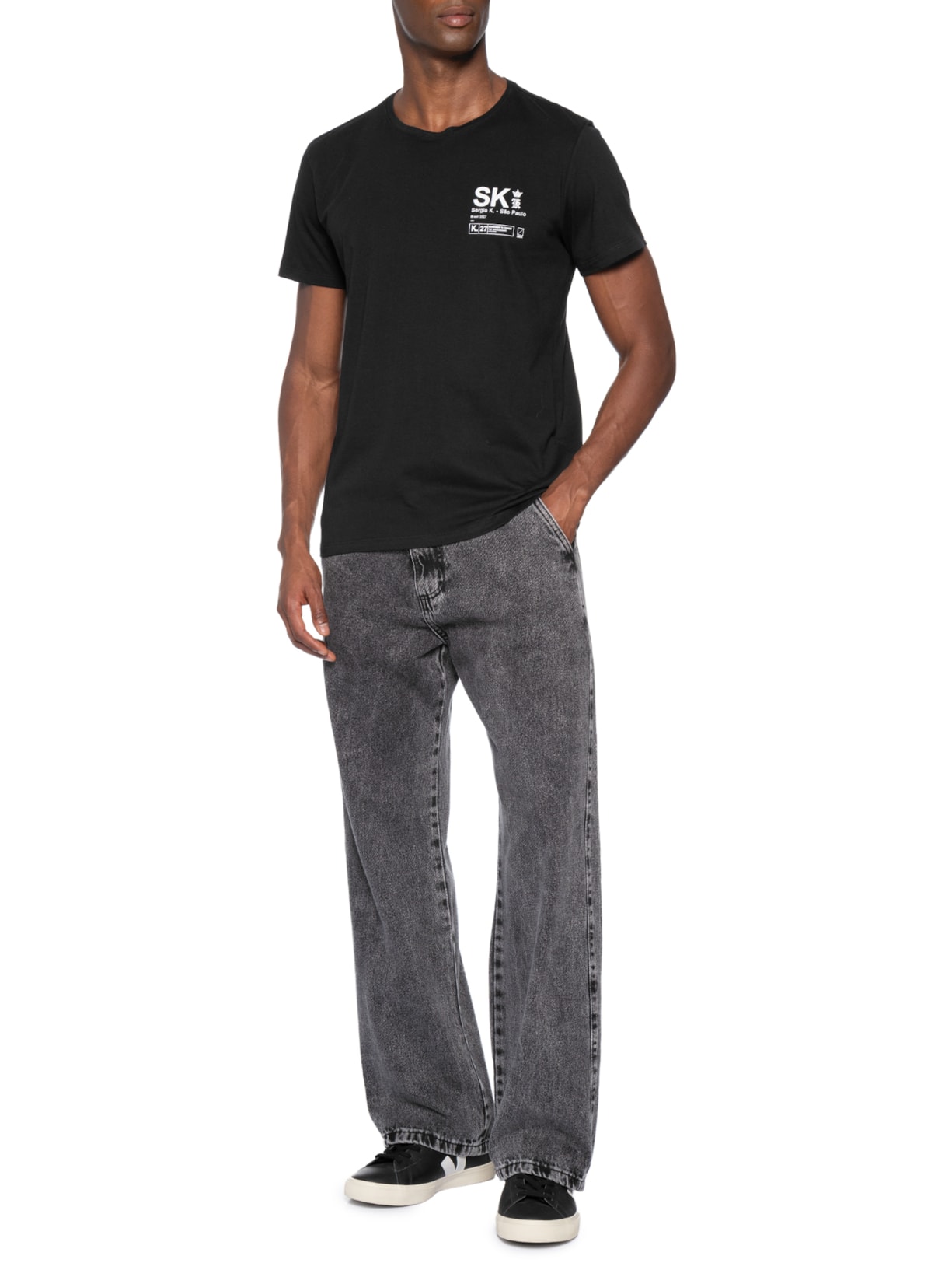 Camiseta Masculina Estampada New Logo Preto Sergio K