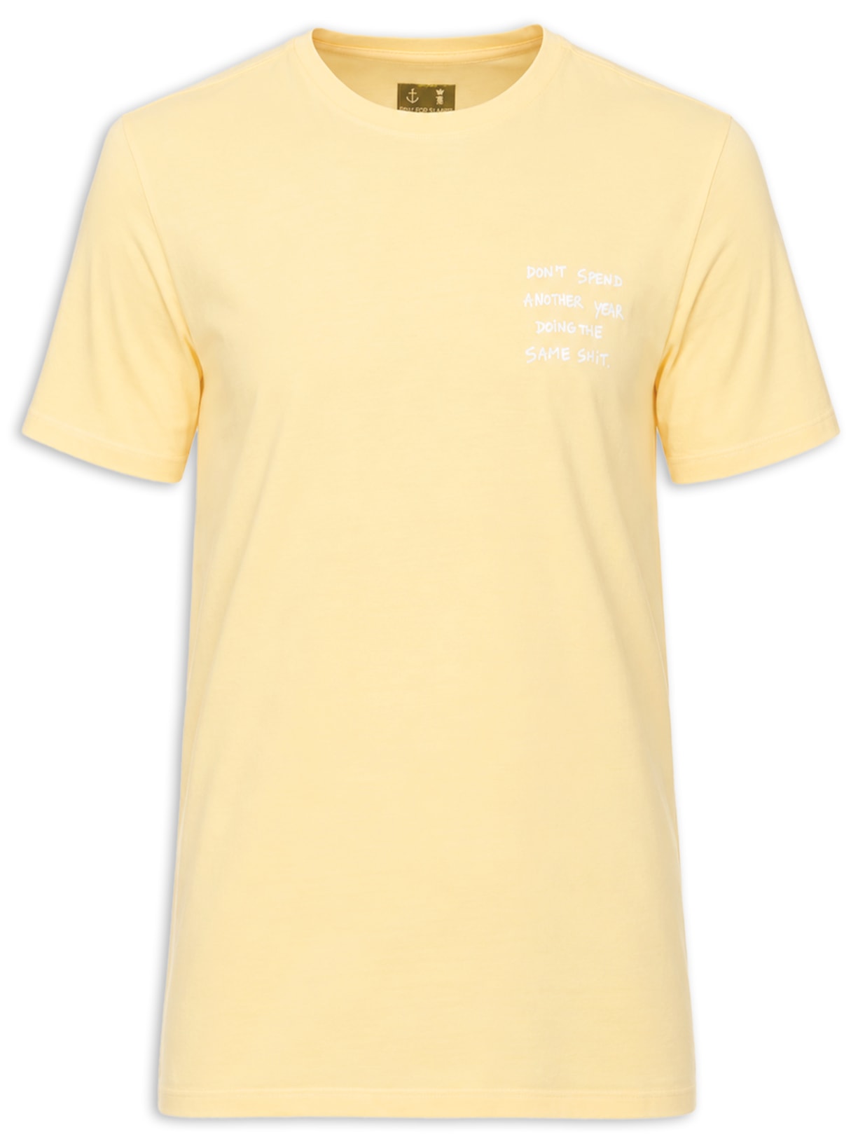 Camiseta Masculina Estampada New Year Same Shit Amarelo Sergio K