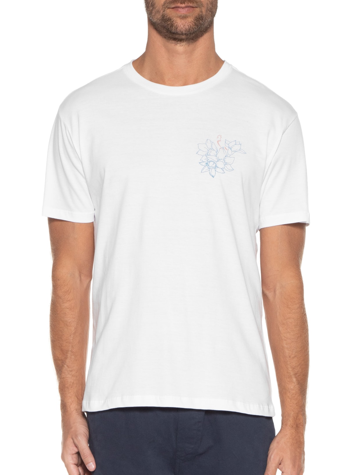 Camiseta Masculina Estampada Old Wave Branco Reserva