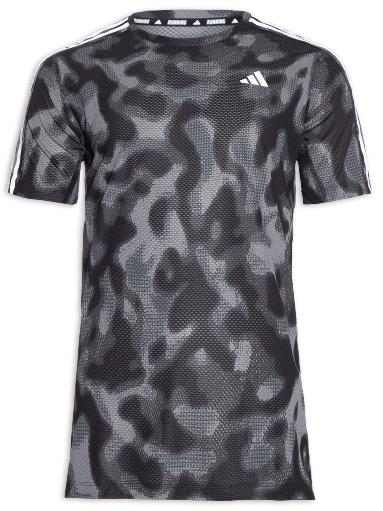Camiseta Masculina Estampada Own The Run Três Listras - Preto