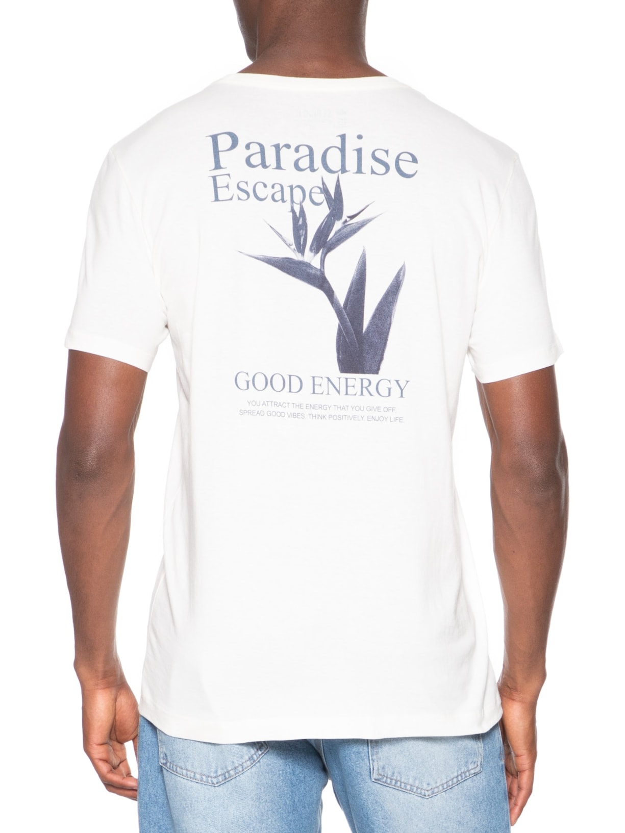 Camiseta Masculina Estampada Paradise Escape Branco Sergio K