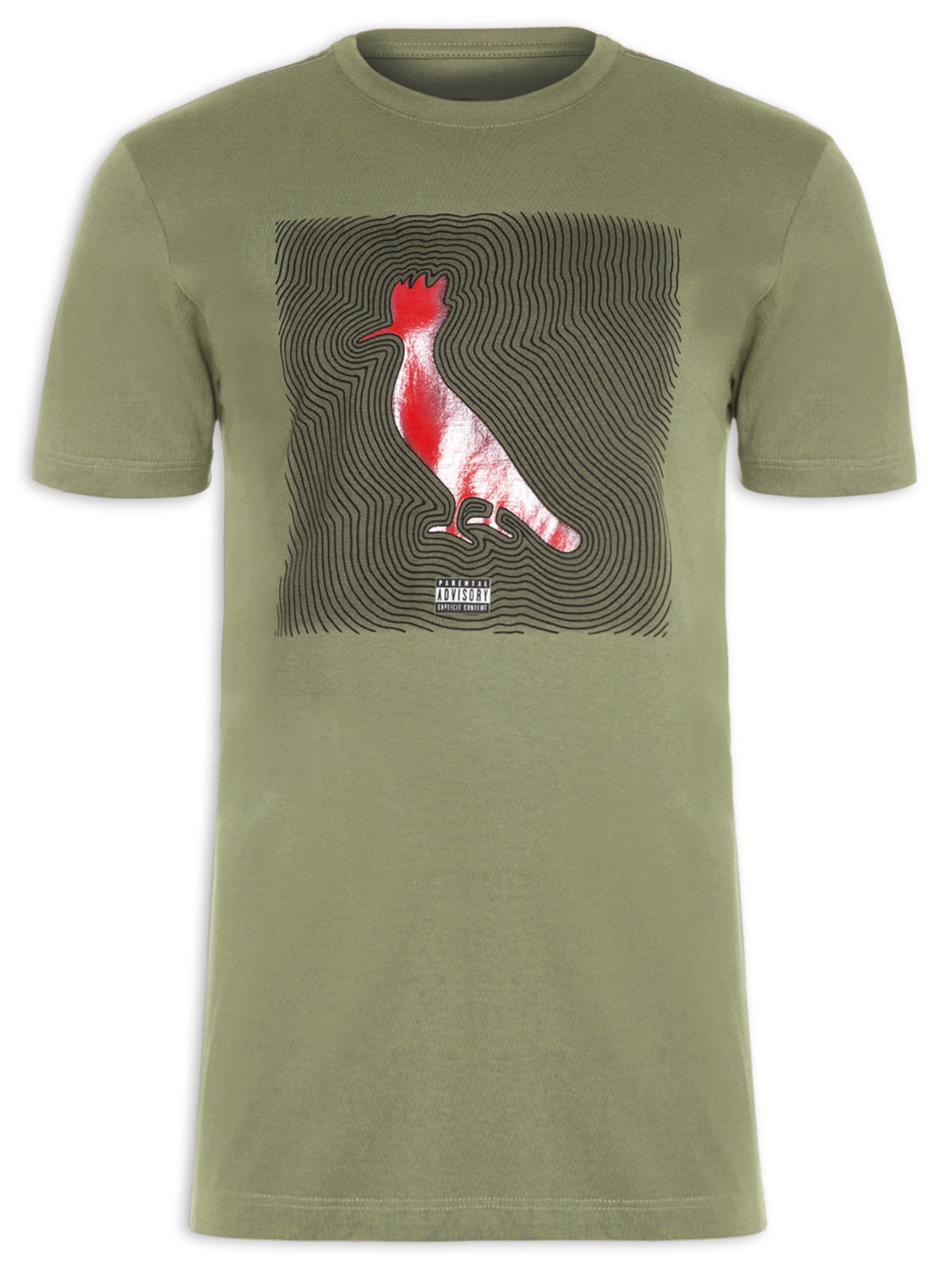 Camiseta Masculina Estampada Parental Advisory - Verde