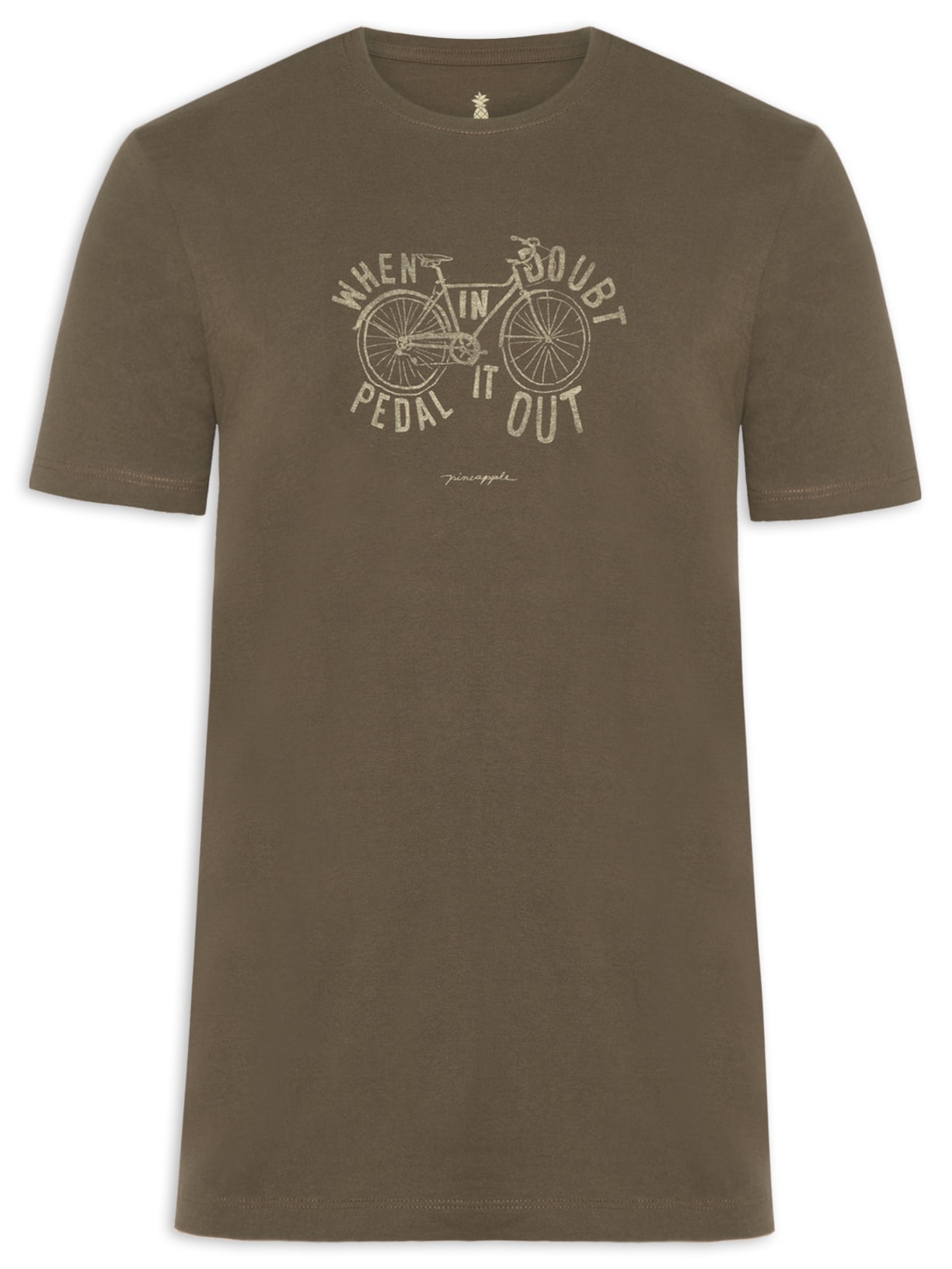 Camiseta Masculina Estampada Pedal It Out Marrom Pineapple