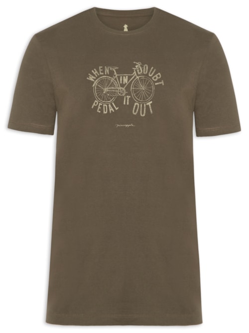 Camiseta Masculina Estampada Pedal It Out - Marrom