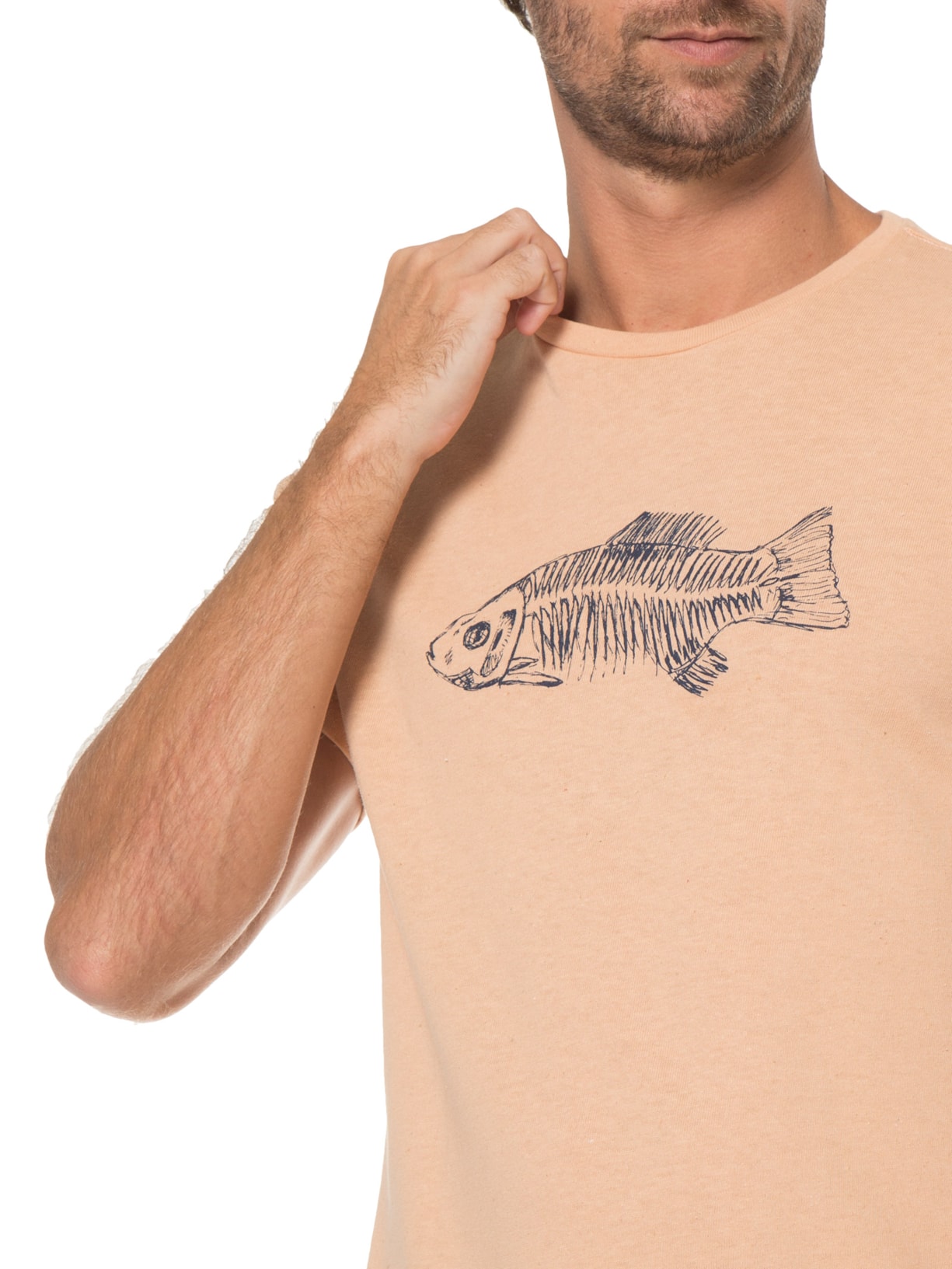 Camiseta Masculina Estampada Peixe Bege Barche