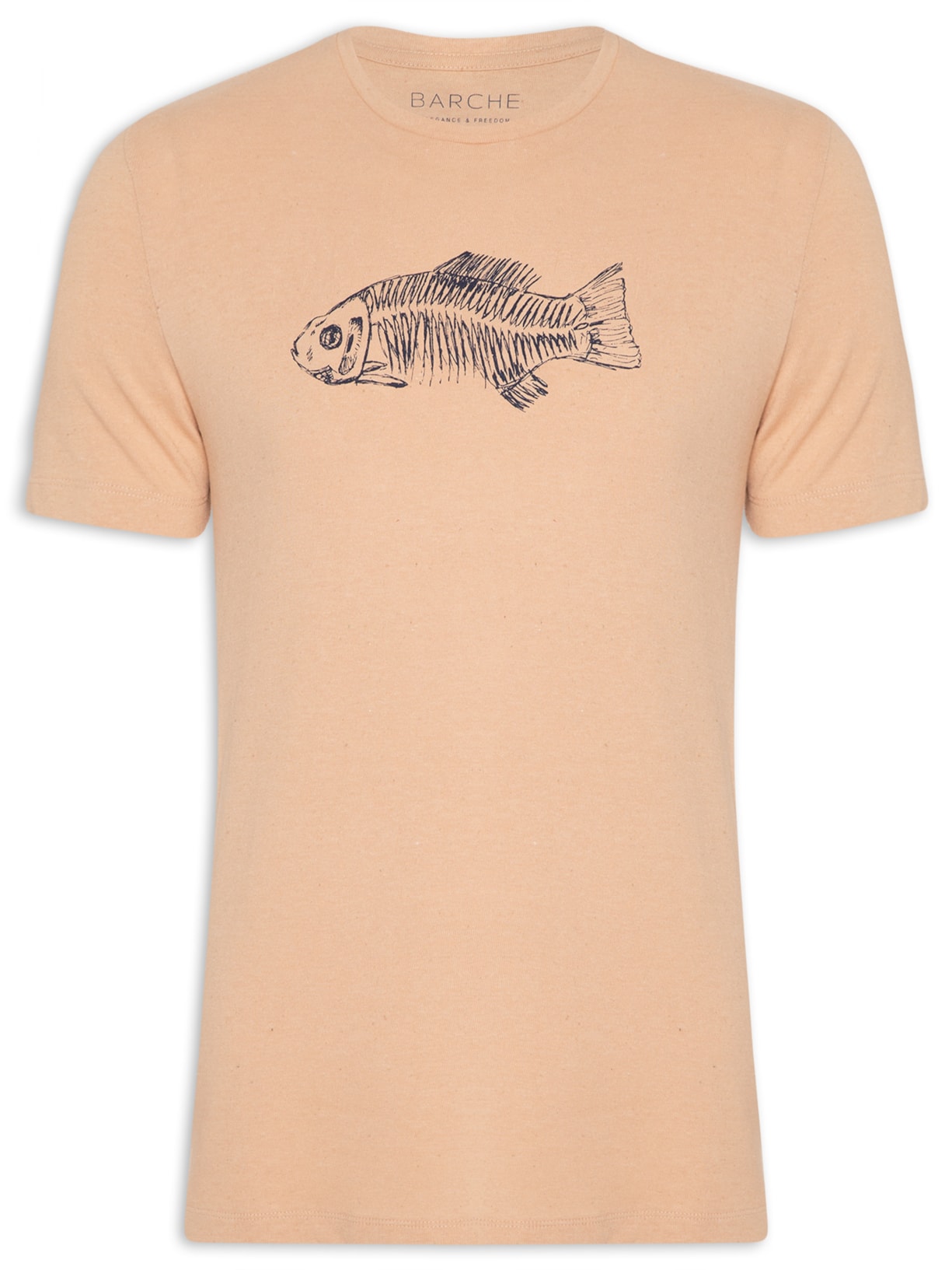 Camiseta Masculina Estampada Peixe - Bege