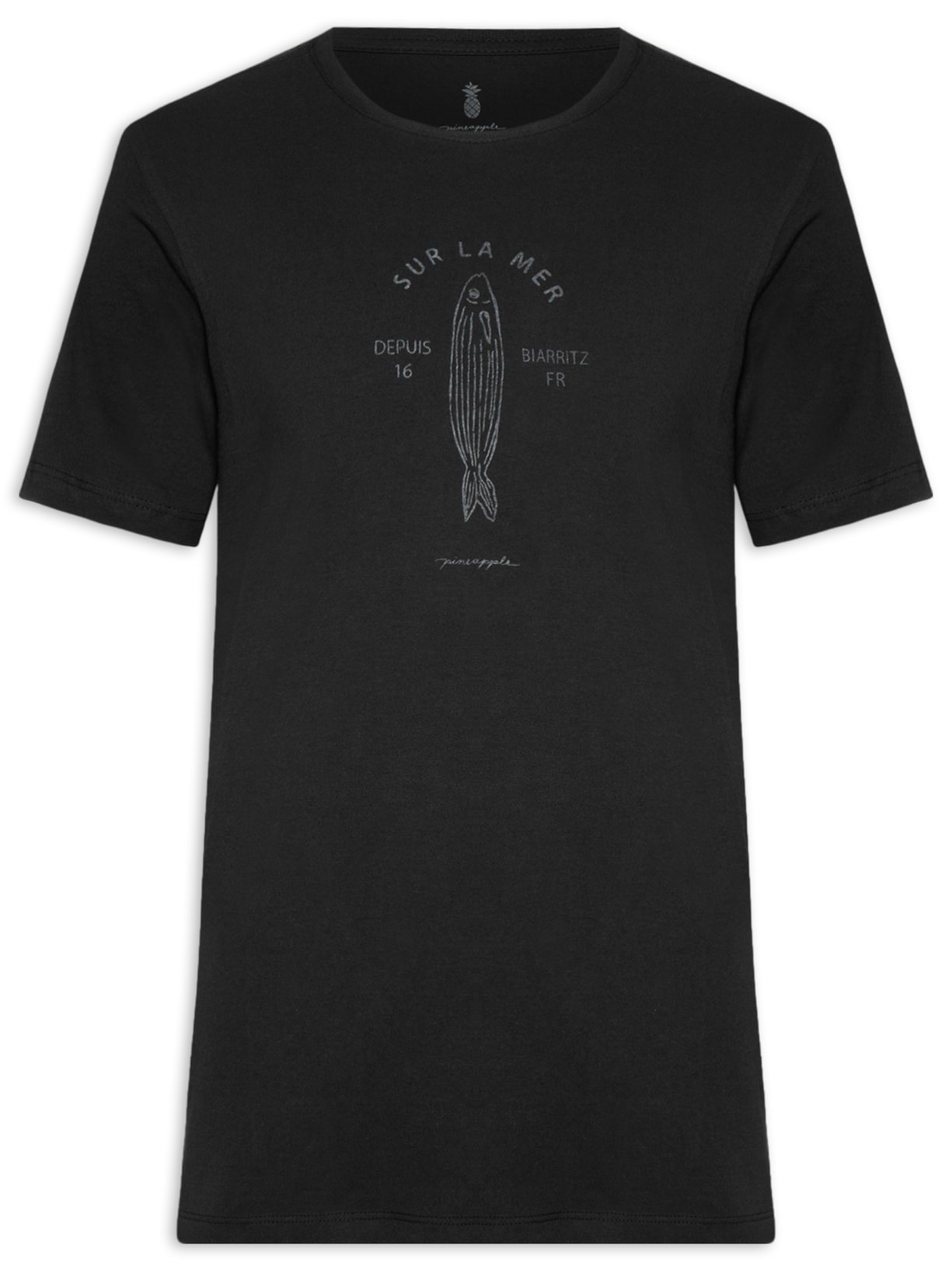 Camiseta Masculina Estampada Peixe - Preto