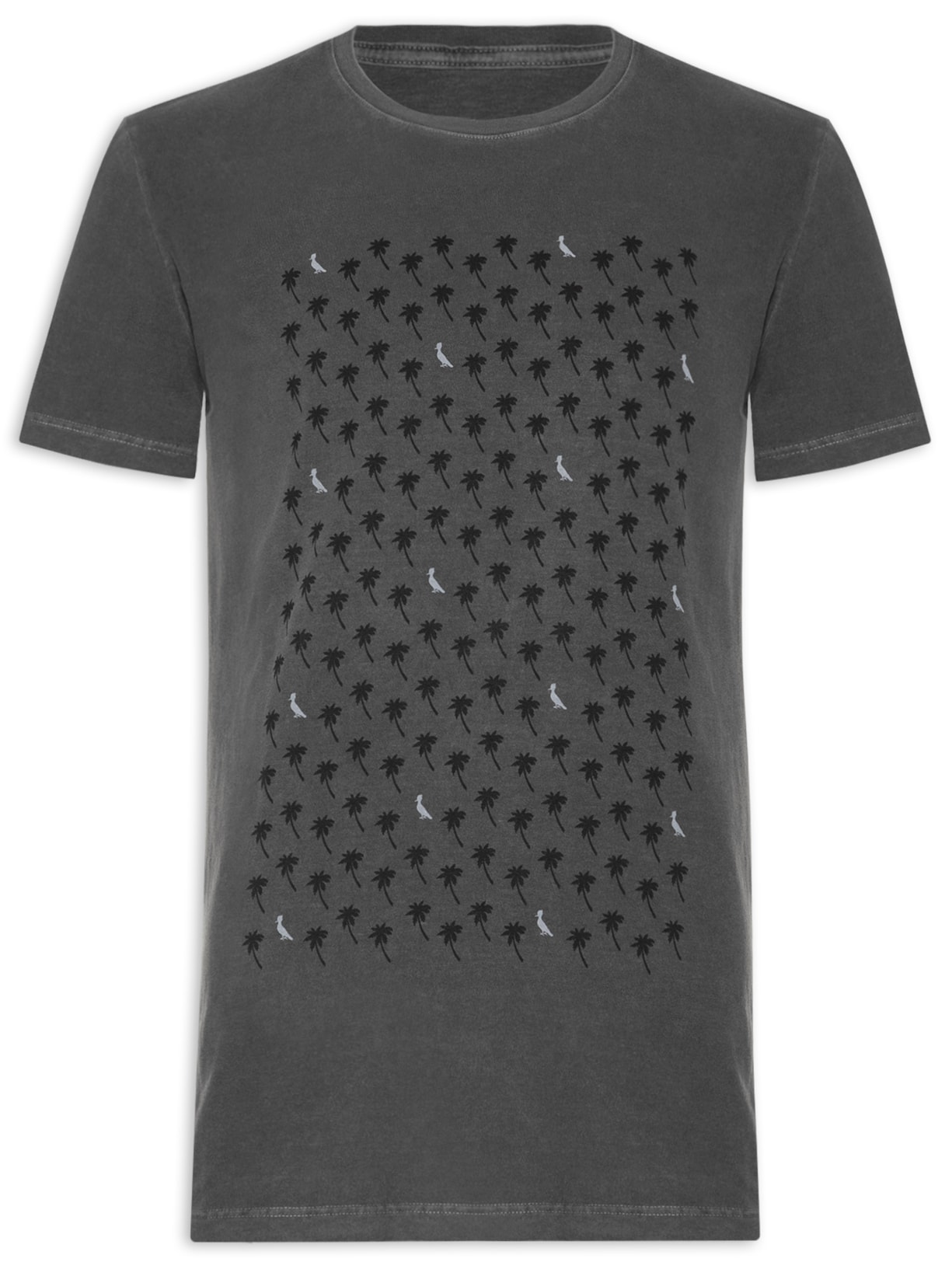 Camiseta Masculina Estampada Pica Pau Coqueiros - Cinza