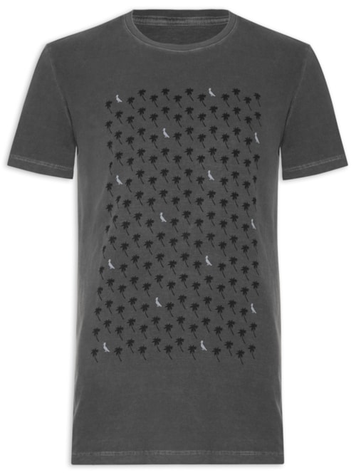 Camiseta Masculina Estampada Pica Pau Coqueiros - Cinza