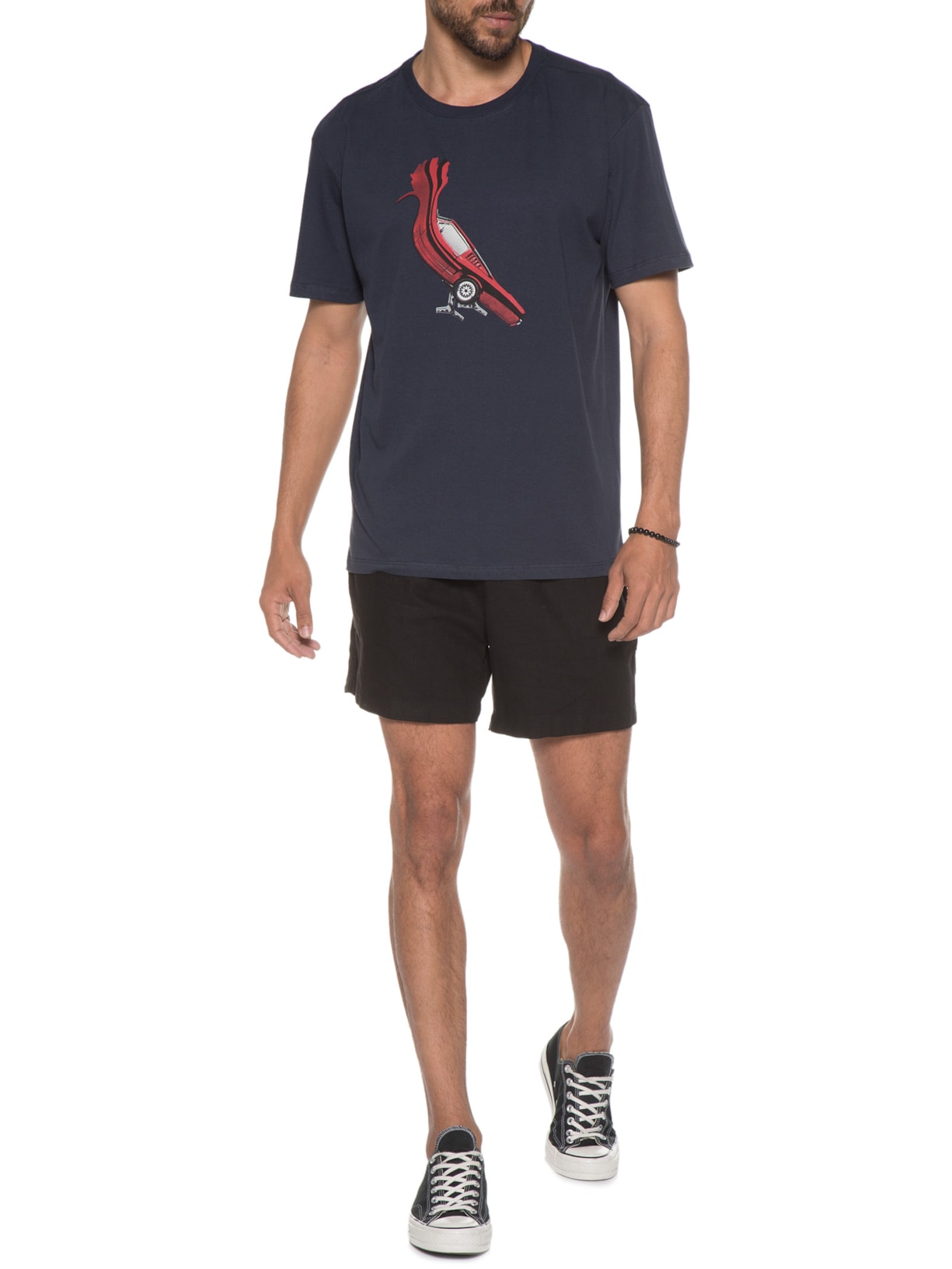 Camiseta Masculina Estampada Pica-pau Mustang Azul Reserva