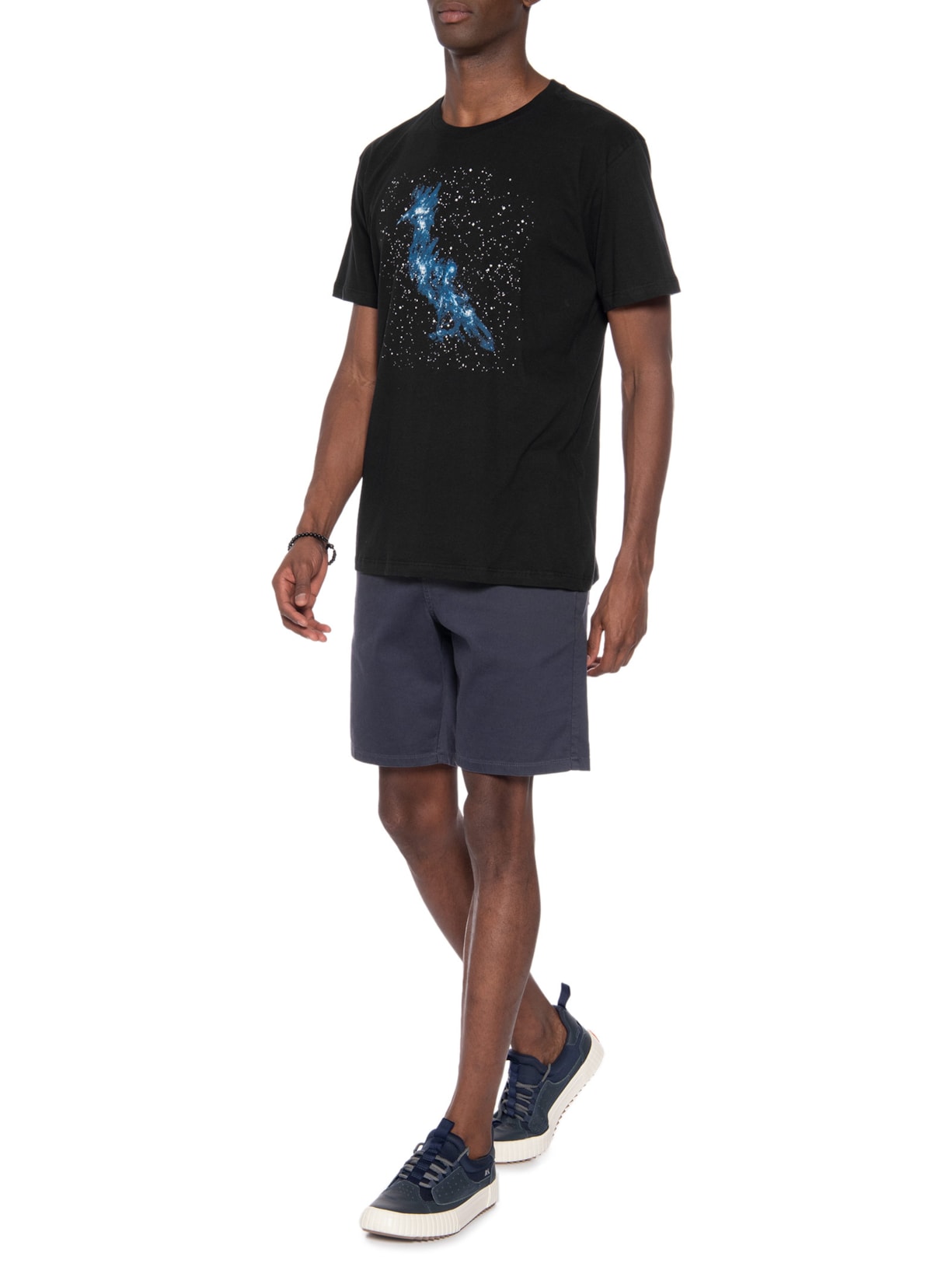 Camiseta  Masculina Estampada Pica Pau Nebula Preto Reserva