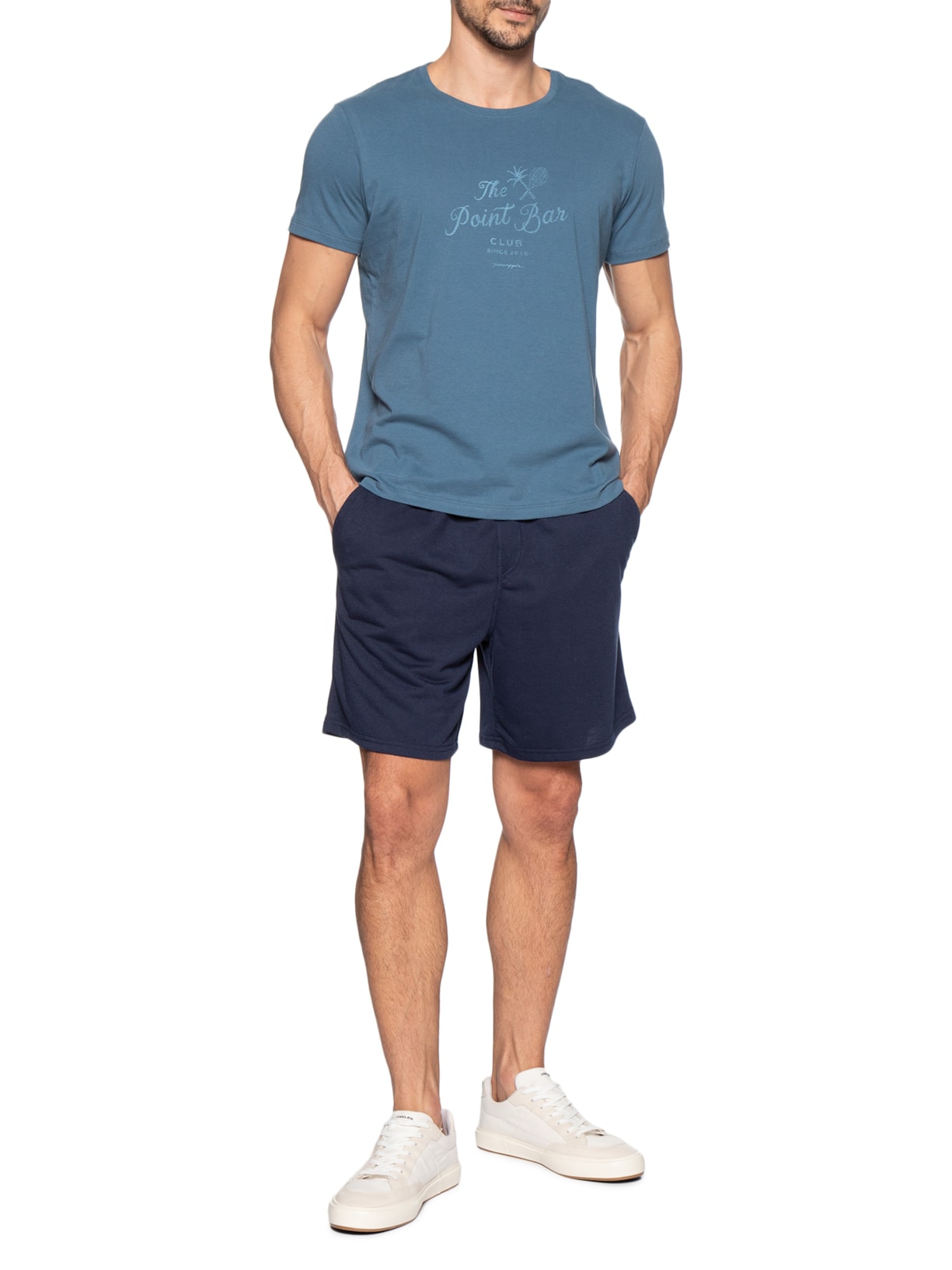 Camiseta Masculina Estampada Point Bar Azul Pineapple