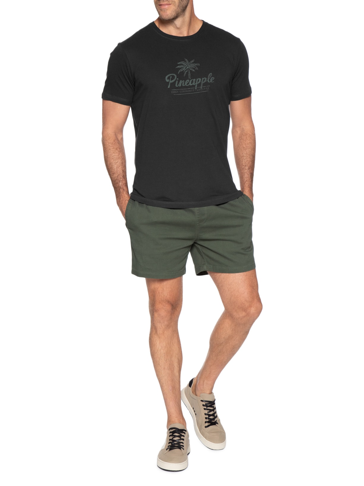 Camiseta Masculina Estampada Preto Pineapple