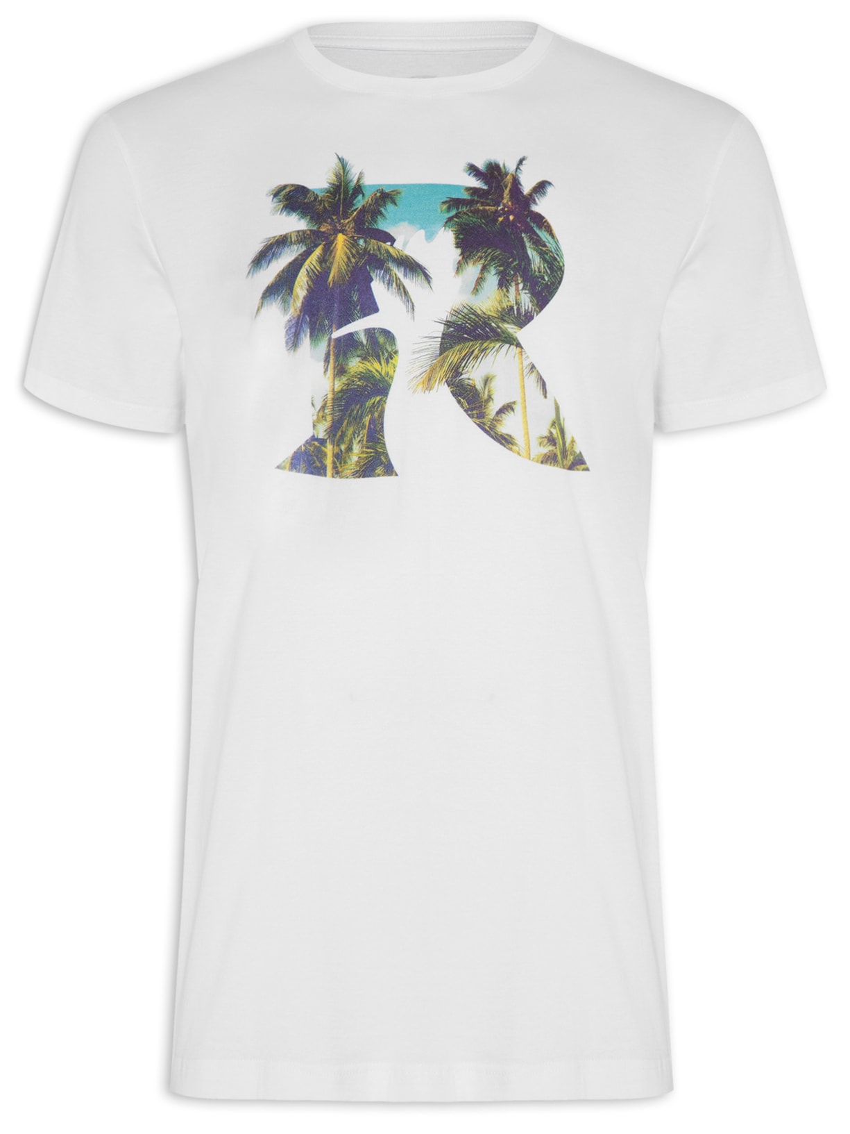 Camiseta Masculina Estampada R Palmas - Branco