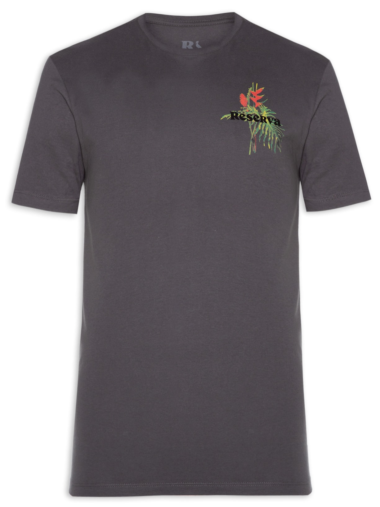 Camiseta Masculina Estampada Ramo Tropical Cinza Reserva