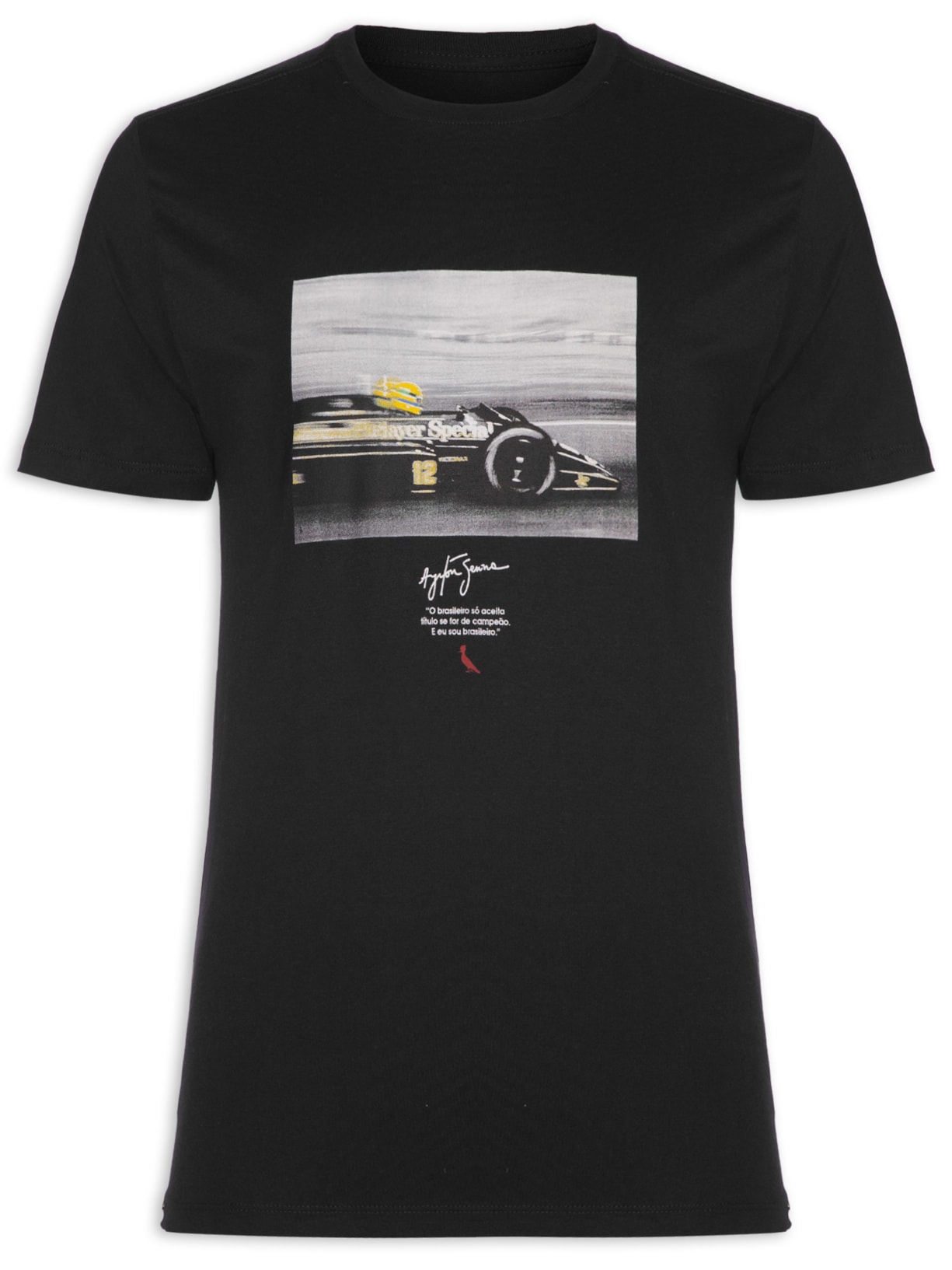 Camiseta Masculina Estampada Retrato Senna - Preto
