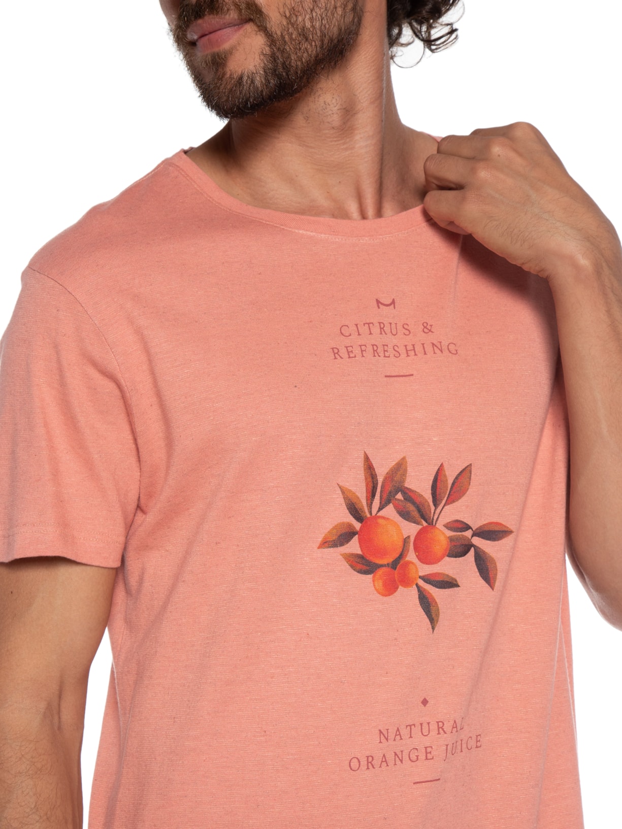 Camiseta Masculina Estampada Rosa Melty Rj