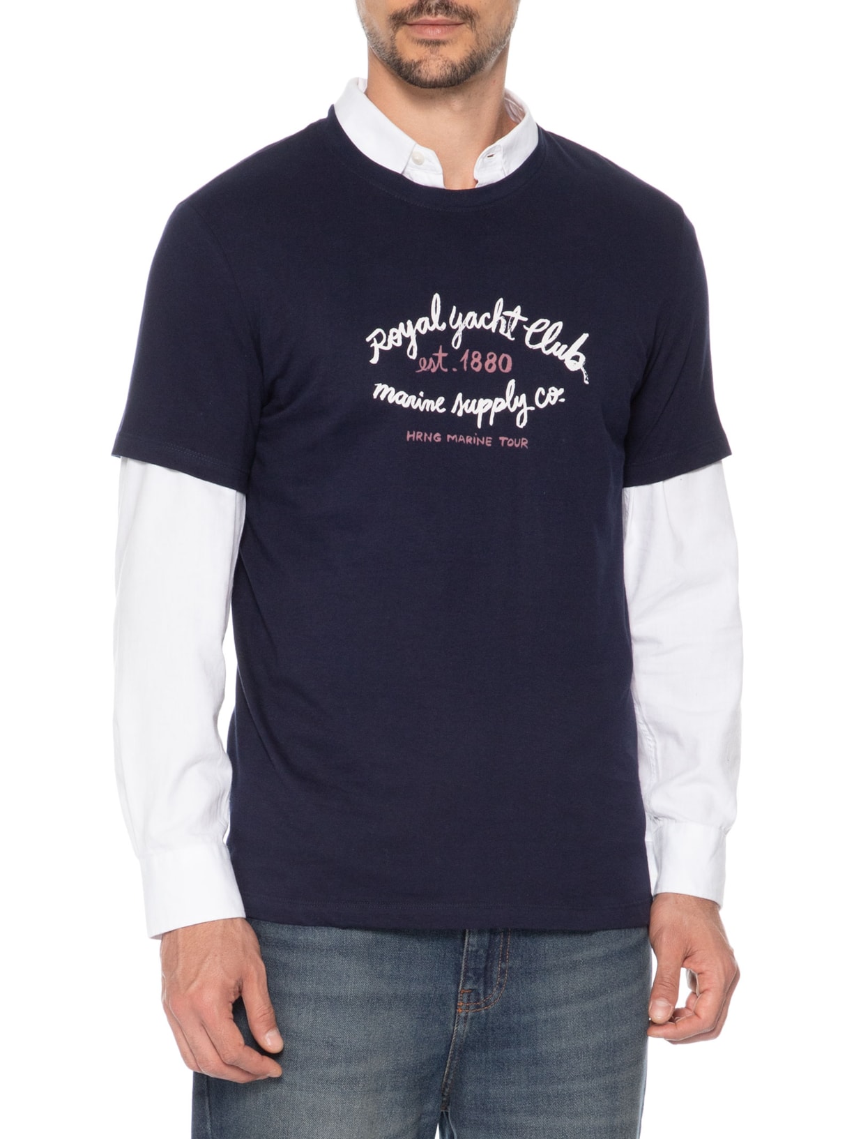 Camiseta Masculina Estampada Royal Yacht Club Azul Hering
