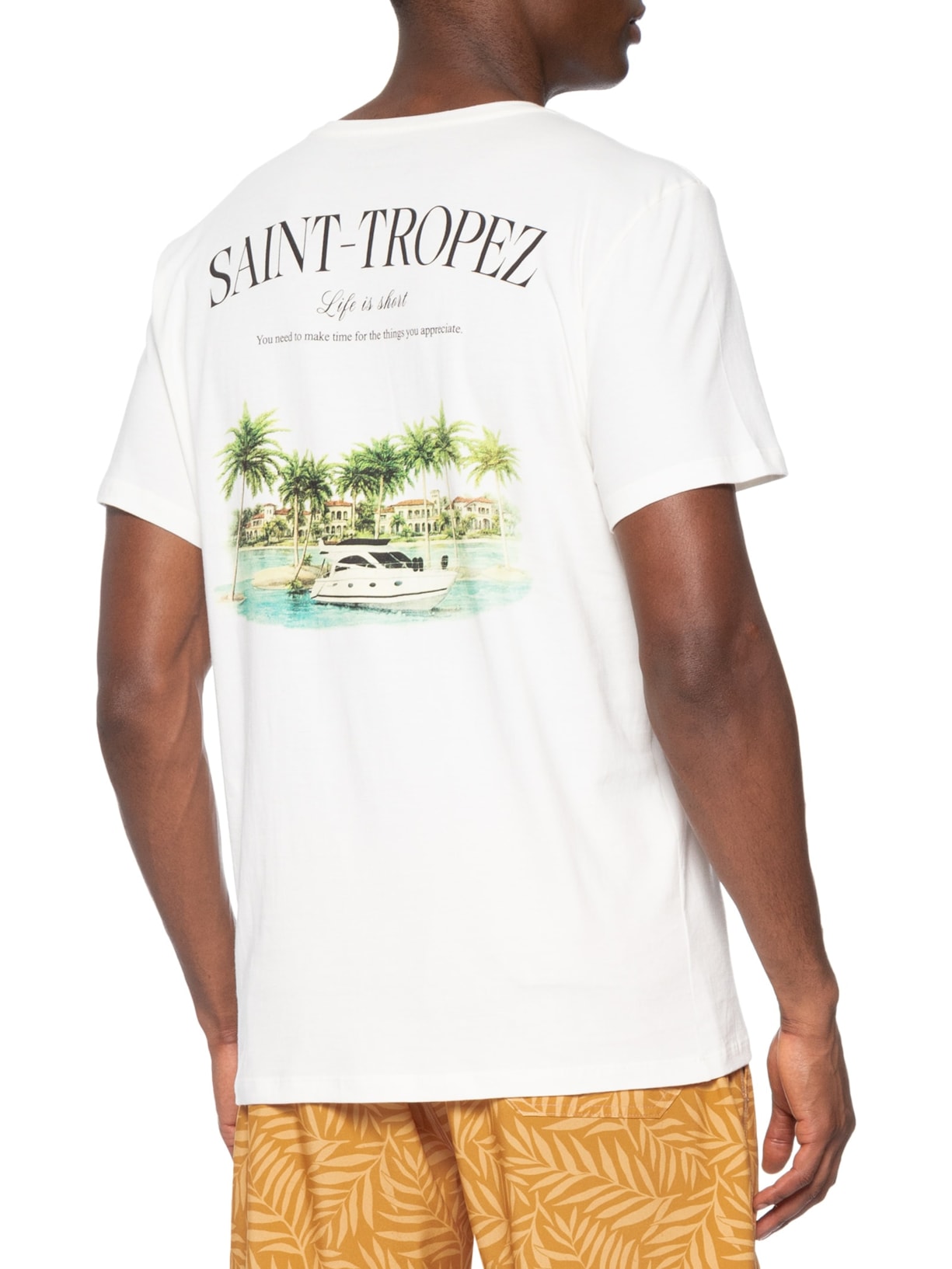 Camiseta Masculina Estampada Saint Tropez Branco Sergio K