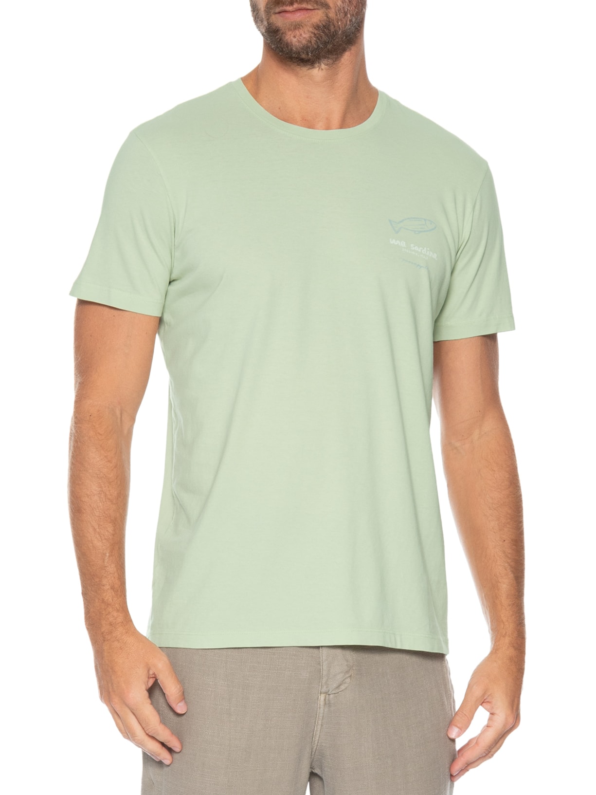 Camiseta Masculina Estampada Sardina Verde Pineapple