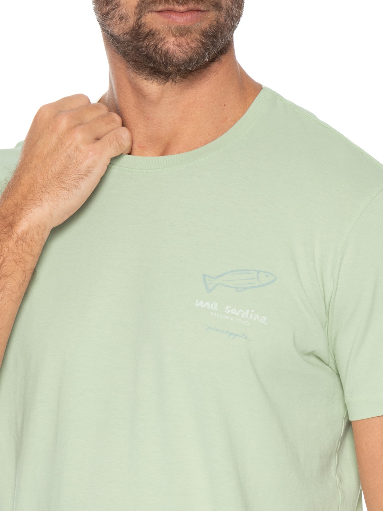 Camiseta Masculina Estampada Sardina Verde Pineapple
