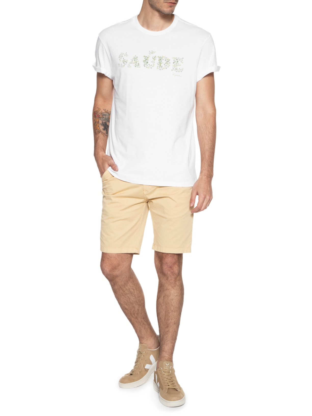 Camiseta Masculina Estampada Saúde Arruda Branco Reserva