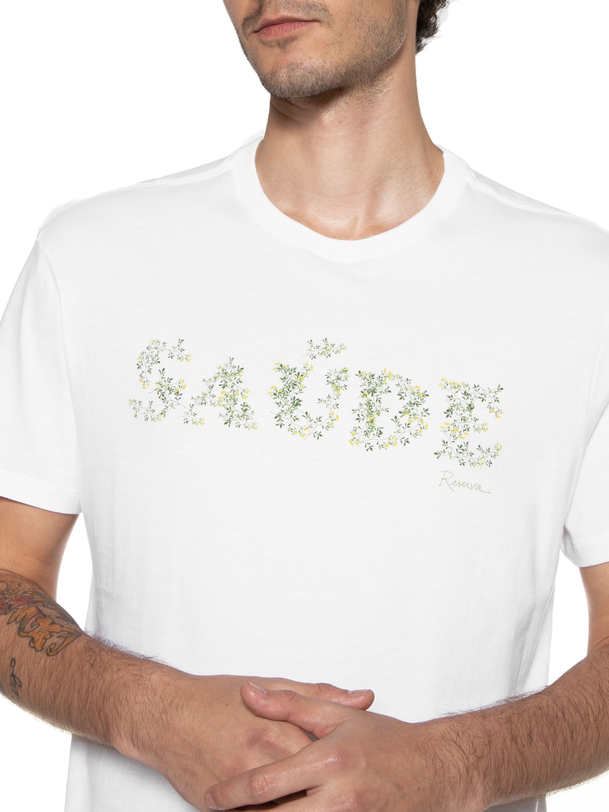 Camiseta Masculina Estampada Saúde Arruda Branco Reserva