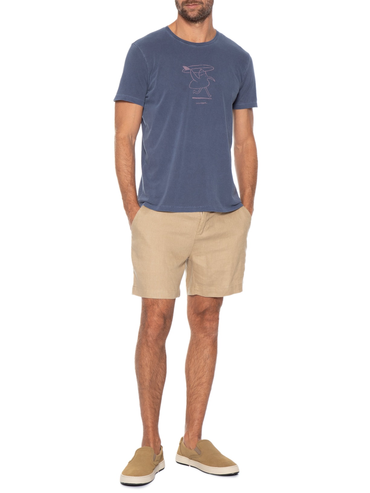 Camiseta Masculina Estampada Seagul Surf Azul Pineapple