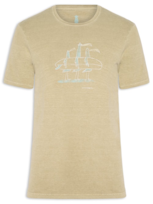 Camiseta Masculina Estampada Seagulls - Bege