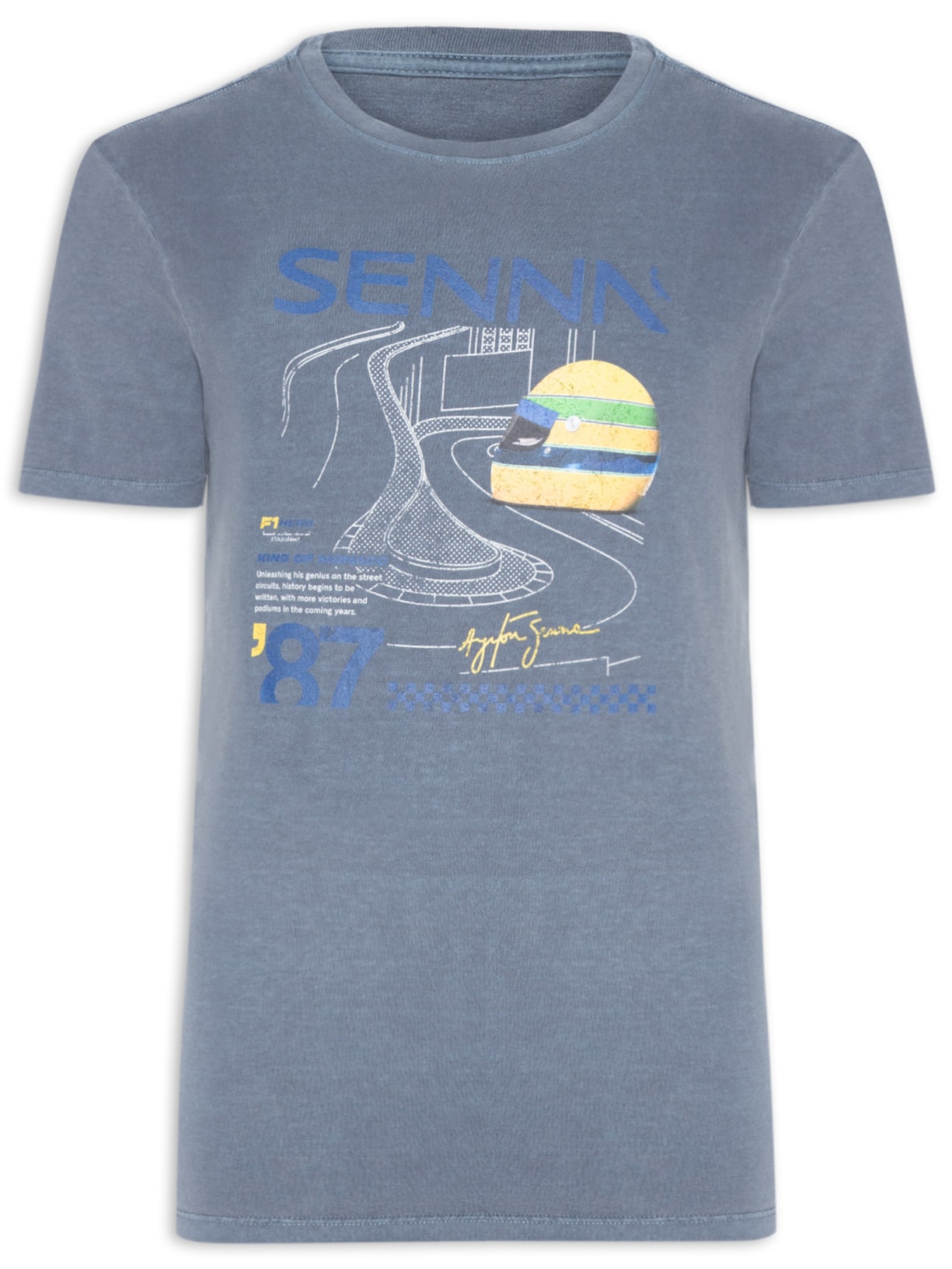 Camiseta Masculina Estampada Senna King Of Monaco - Azul