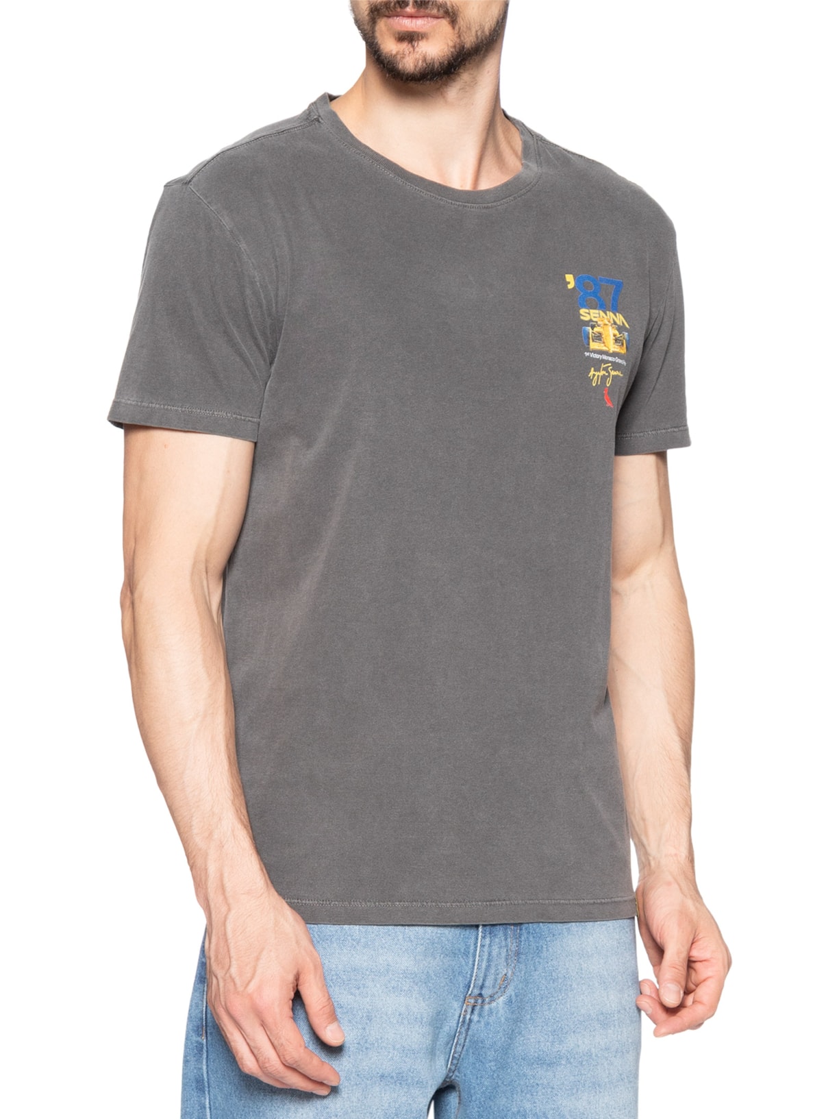 Camiseta Masculina Estampada Senna Monaco 87 Preto Reserva