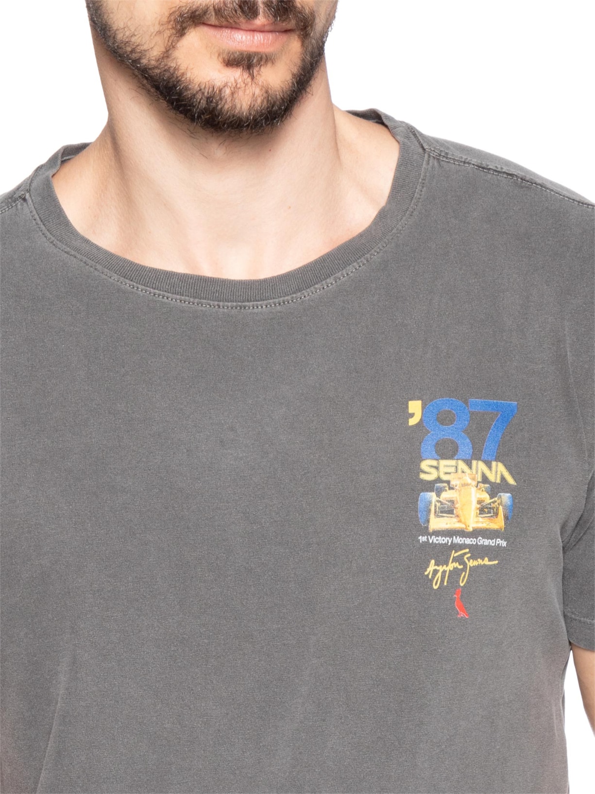 Camiseta Masculina Estampada Senna Monaco 87 Preto Reserva