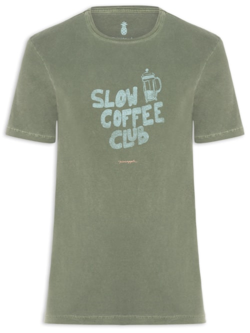 Camiseta Masculina Estampada Slow Coffee - Verde
