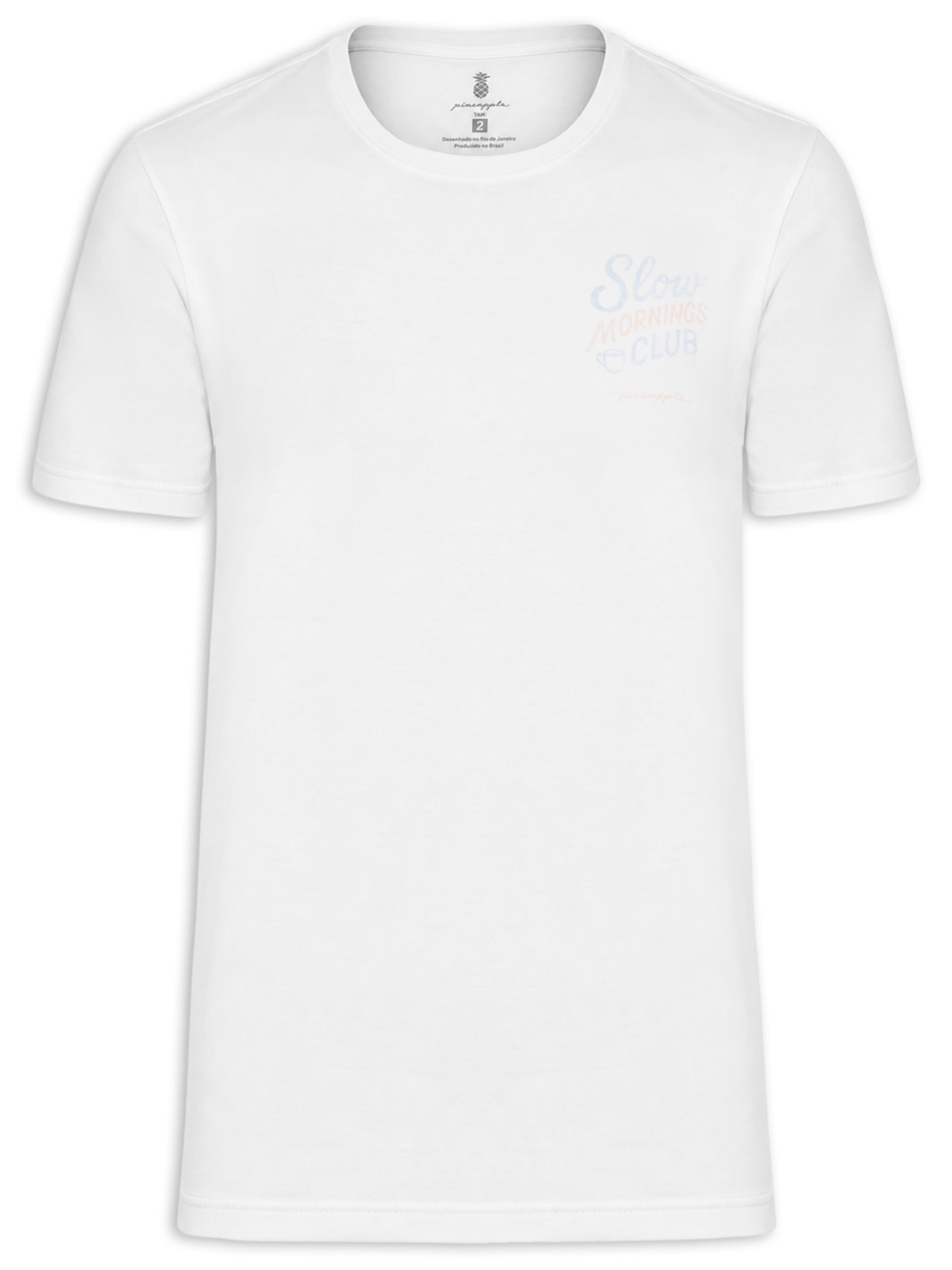 Camiseta Masculina Estampada Slow Morning Club Branco Pineapple