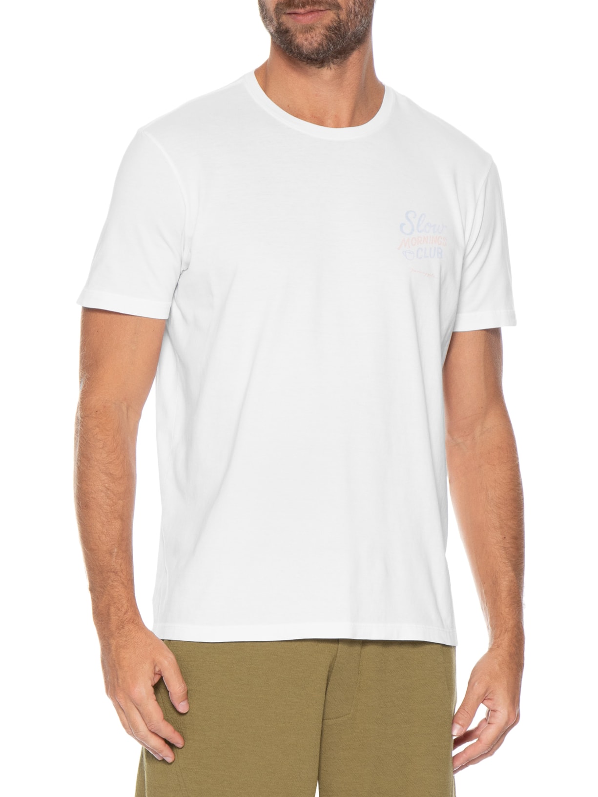 Camiseta Masculina Estampada Slow Morning Club Branco Pineapple