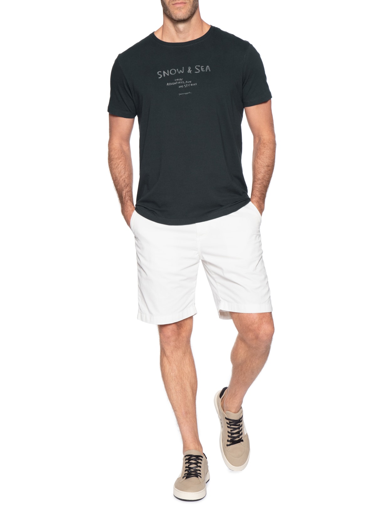 Camiseta Masculina Estampada Snow N'Sea Preto Pineapple