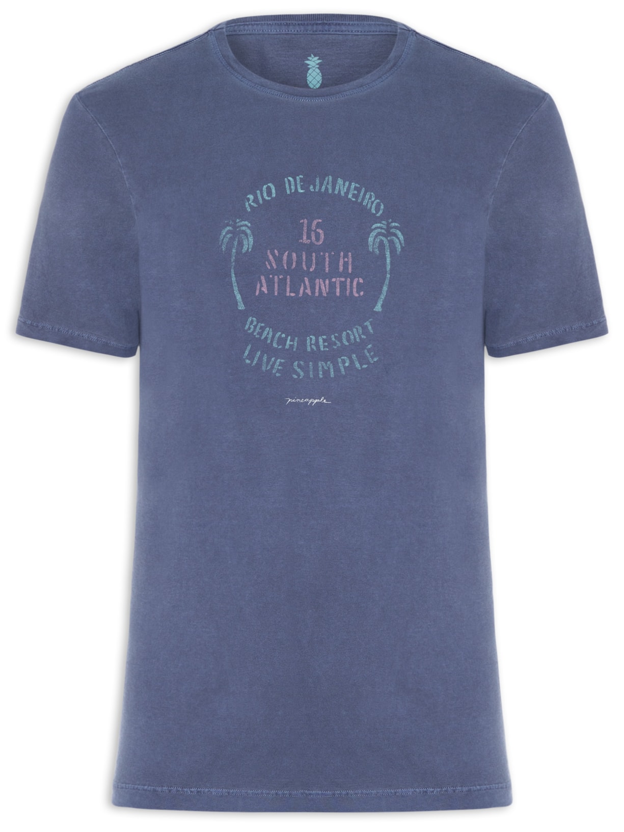 Camiseta Masculina Estampada South Atlan - Azul