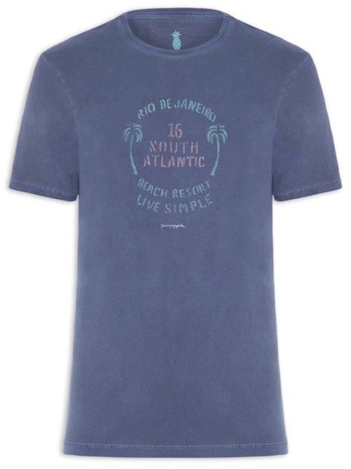 Camiseta Masculina Estampada South Atlan - Azul