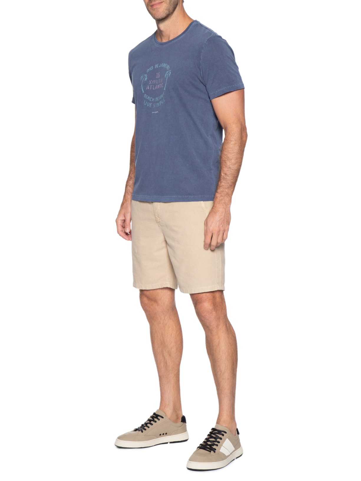 Camiseta Masculina Estampada South Atlan Azul Pineapple