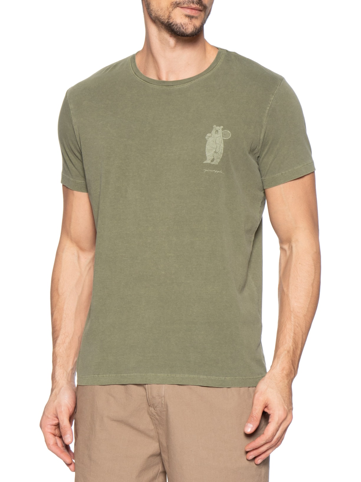 Camiseta Masculina Estampada Tenista Verde Pineapple