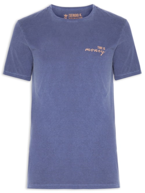 Camiseta Masculina Estampada Time Is Money - Azul
