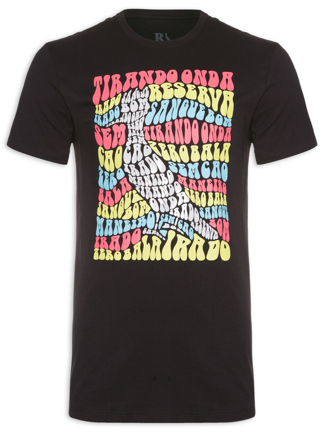 Camiseta Masculina Estampada Tirando Onda - Preto