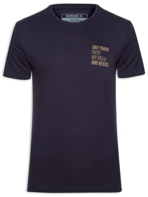 Camiseta Masculina Estampada Trade And Beers - Azul