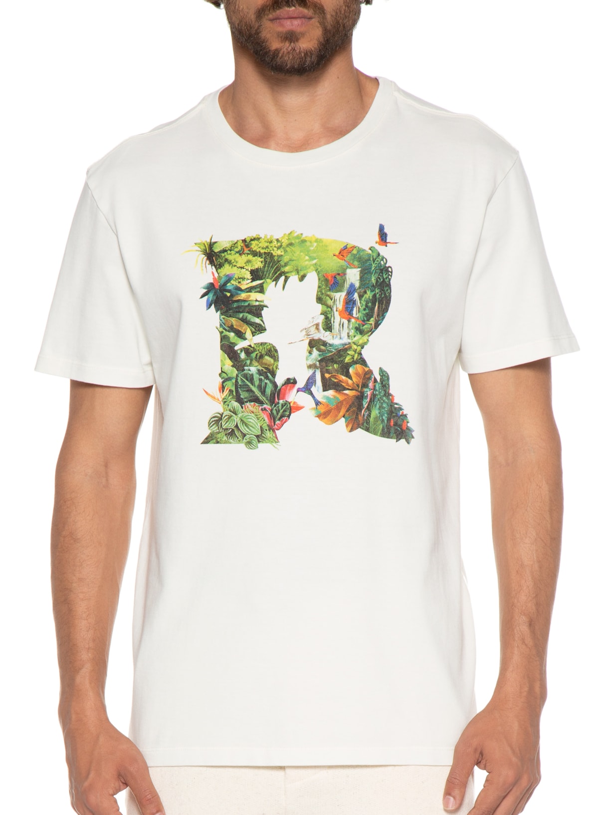 Camiseta Masculina Estampada Tropics Off White Reserva