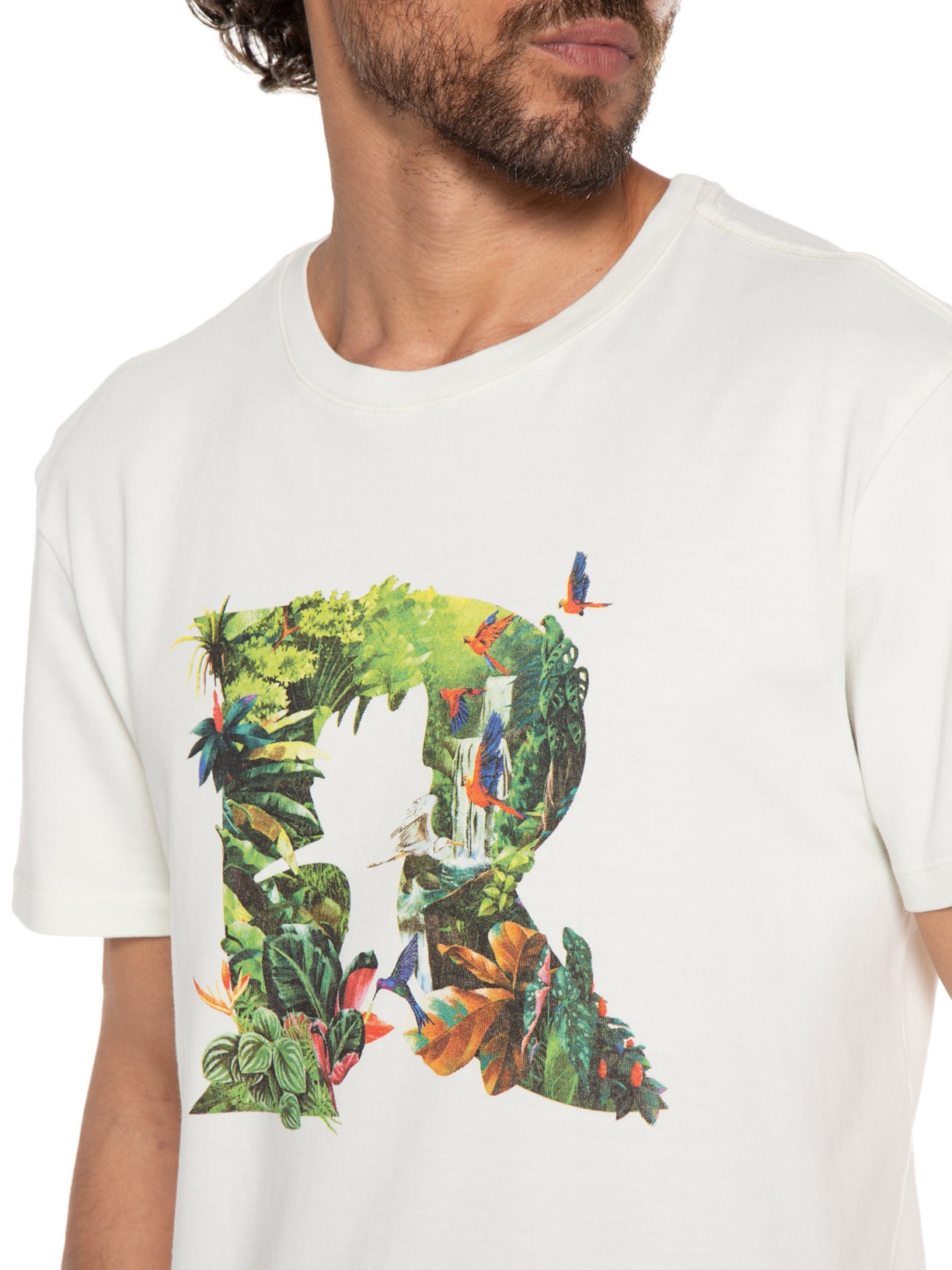 Camiseta Masculina Estampada Tropics Off White Reserva
