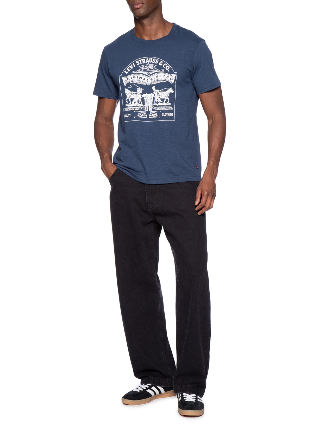 Camiseta Masculina Estampada Two Horse Azul Levi's