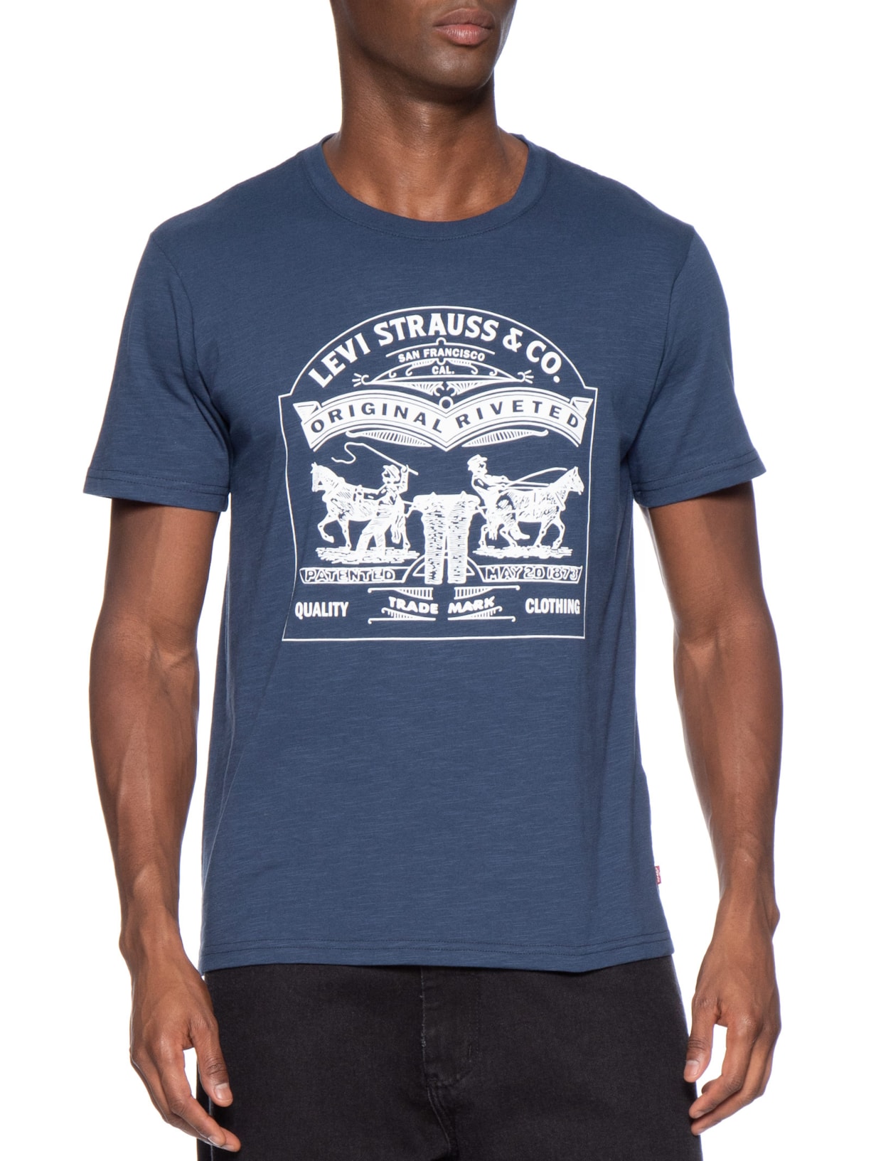 Camiseta Masculina Estampada Two Horse Azul Levi's