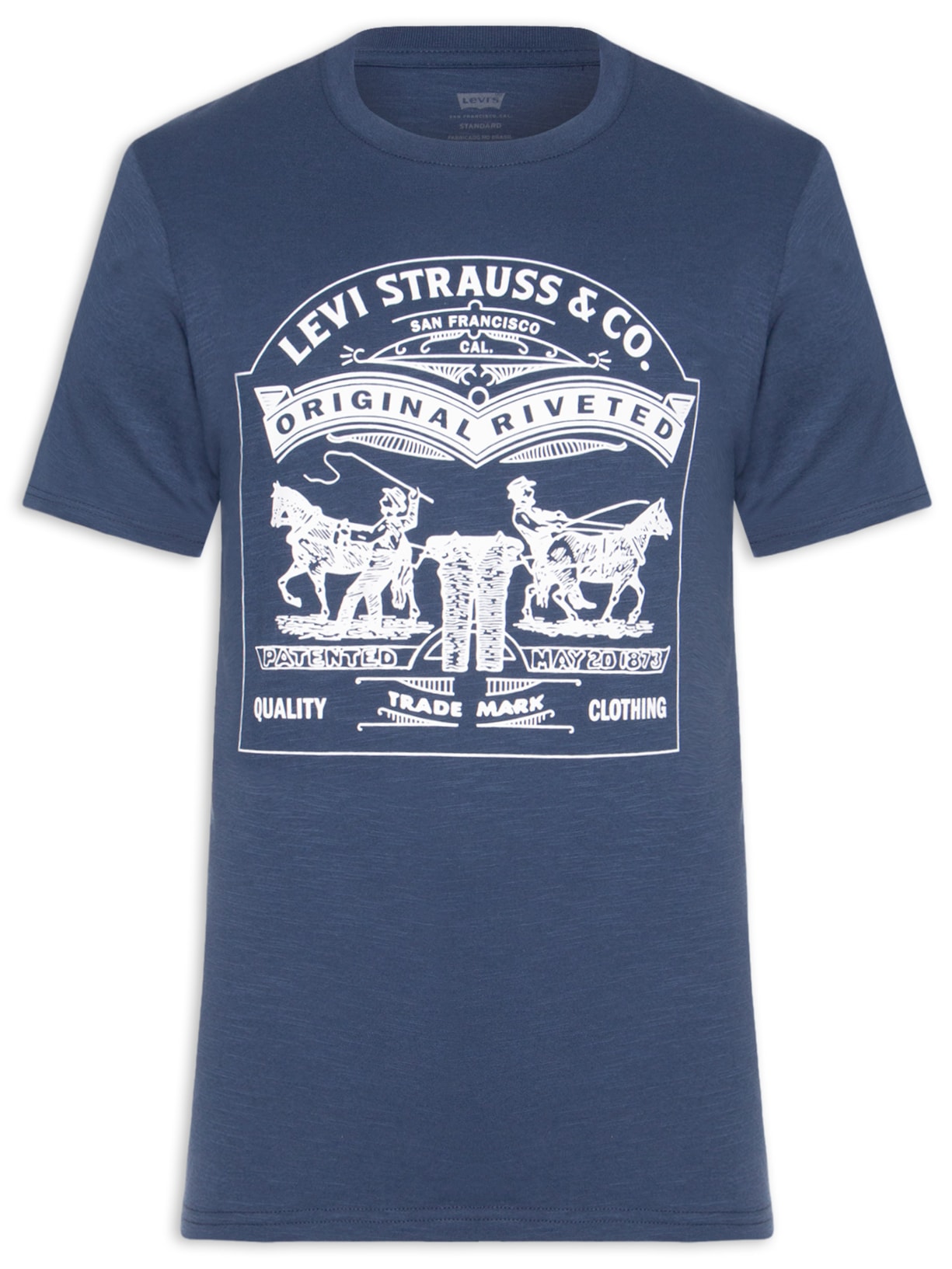 Camiseta Masculina Estampada Two Horse - Azul